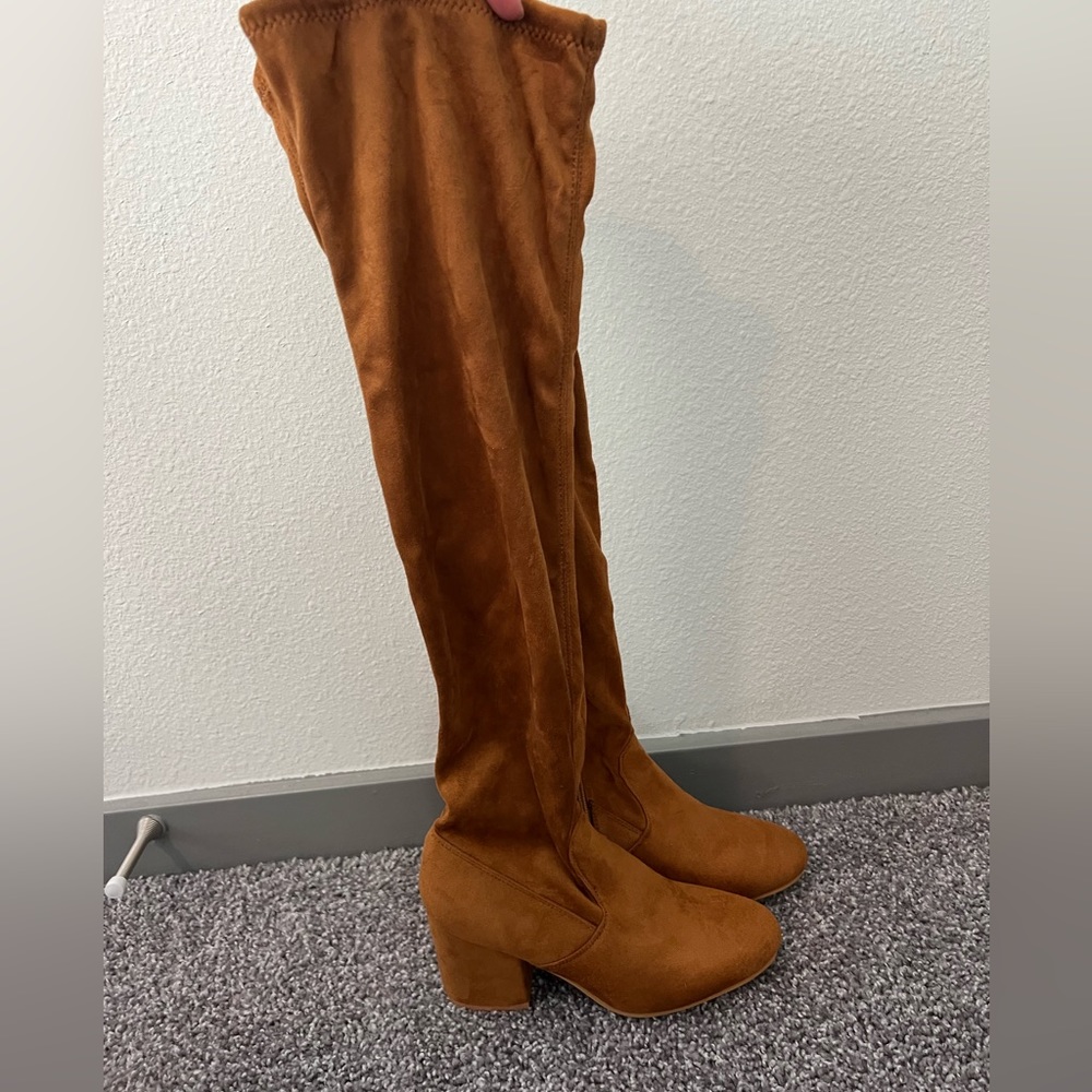 Knee high suede boots